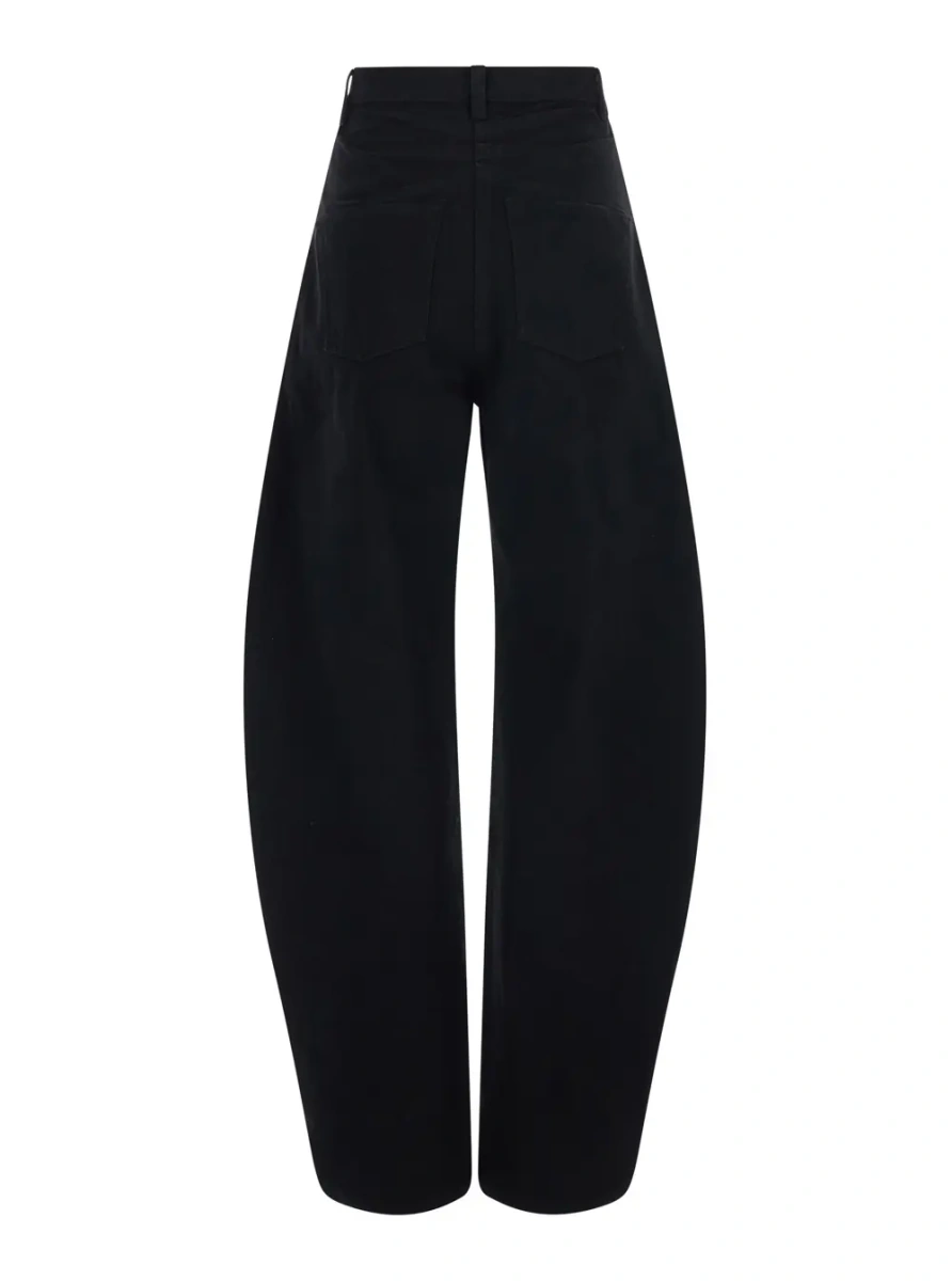 Blugi High-waisted jeans with back pockets in black denim for women - Img 2