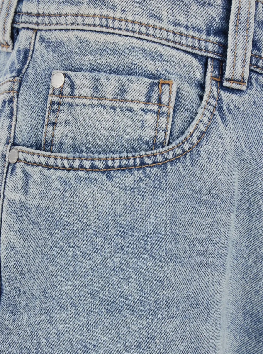 Blugi Light blue Jeans with logo patch on the back and contrasting stitching in denim for women - Img 3