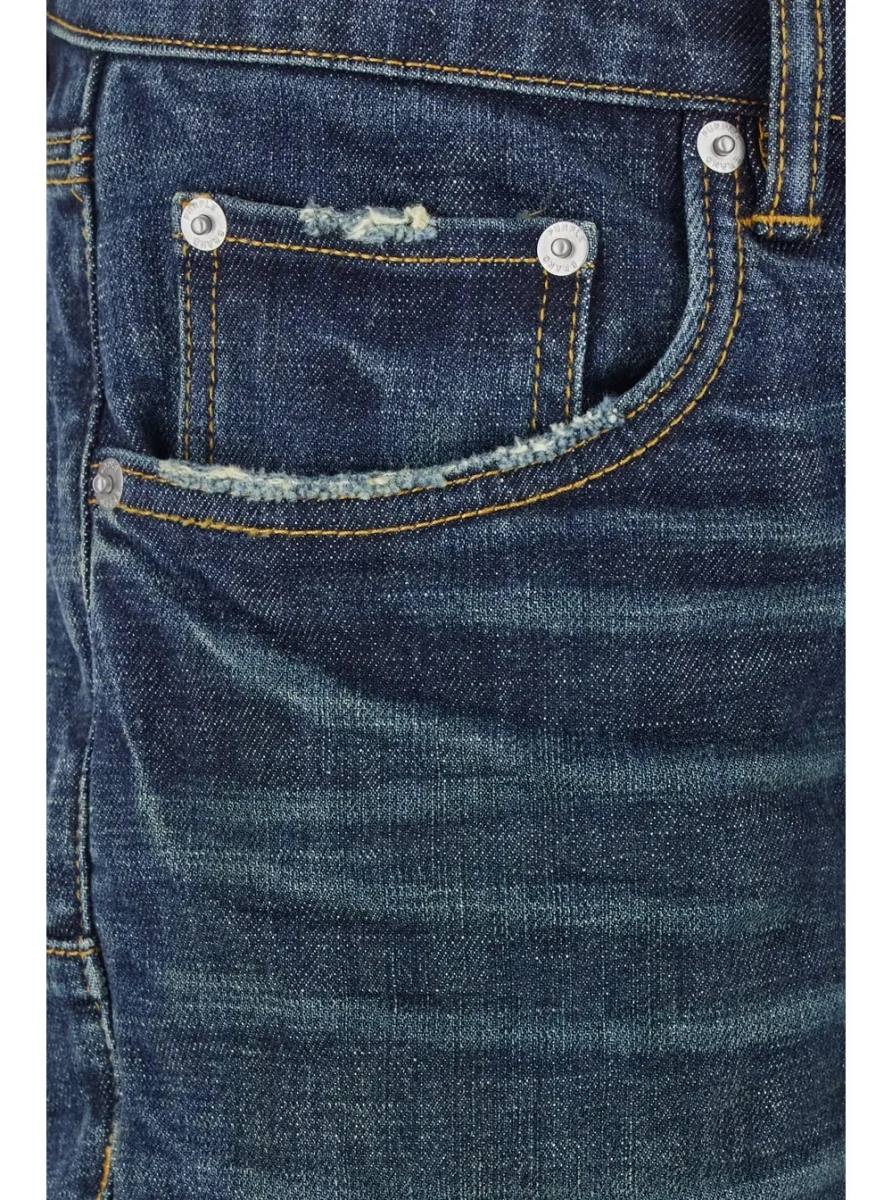 Blugi PURPLE BRAND albastri din denim - Img 3