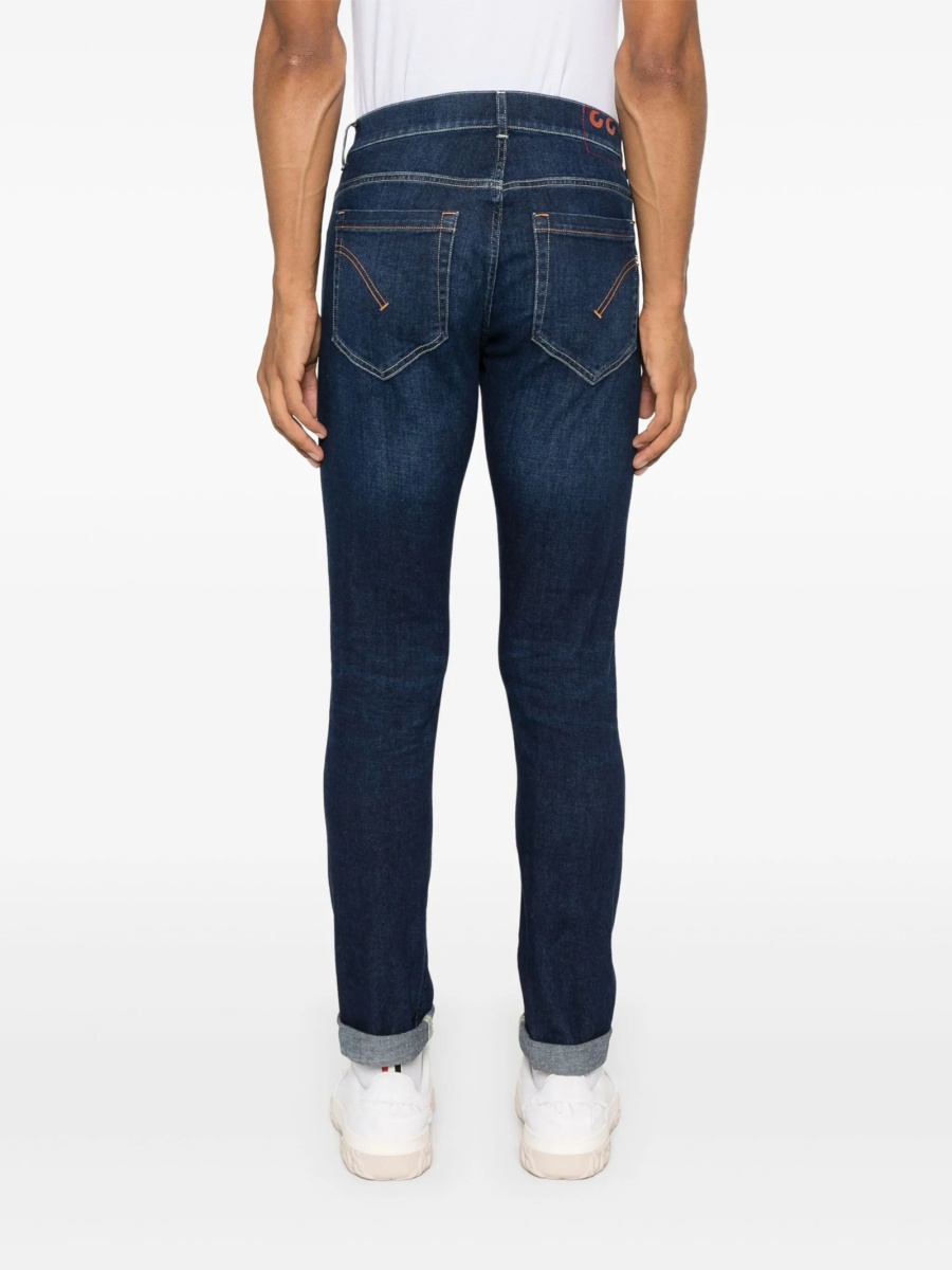 Blugi slim fit Dondup albastri din elastan si multiester - Img 4