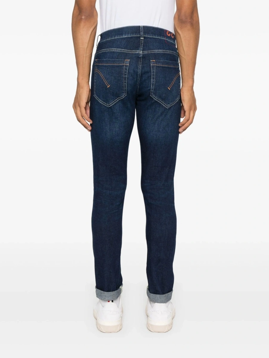 Blugi slim fit Dondup albastri din elastan si multiester - Img 4
