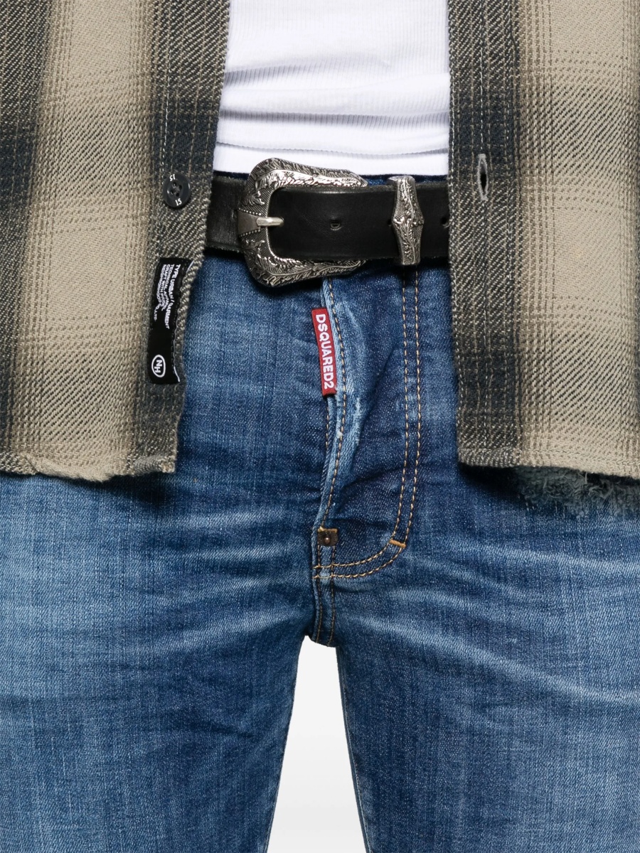 Blugi slim fit DSQUARED2 albastri din polyester si bumbac - Img 5