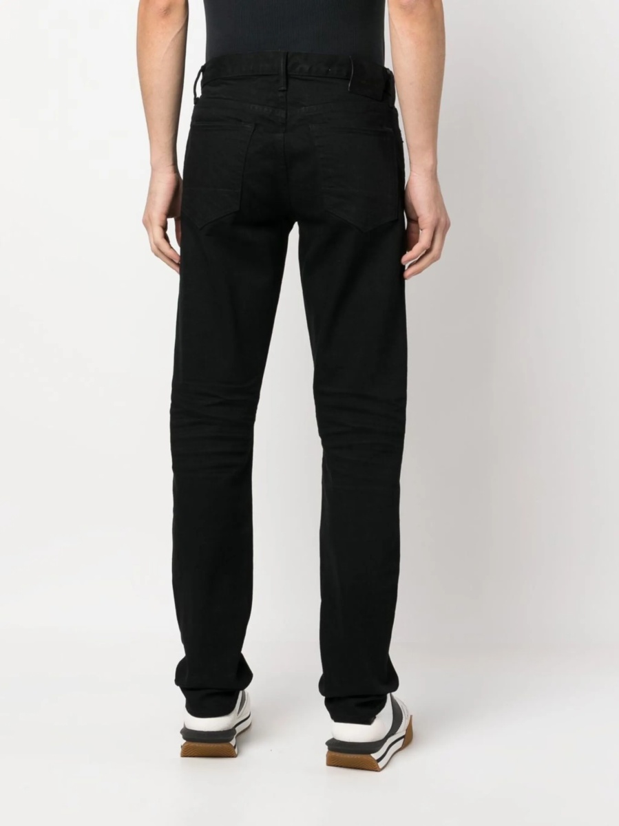 Blugi slim fit Tom Ford negri din poliuretan si bumbac - Img 4