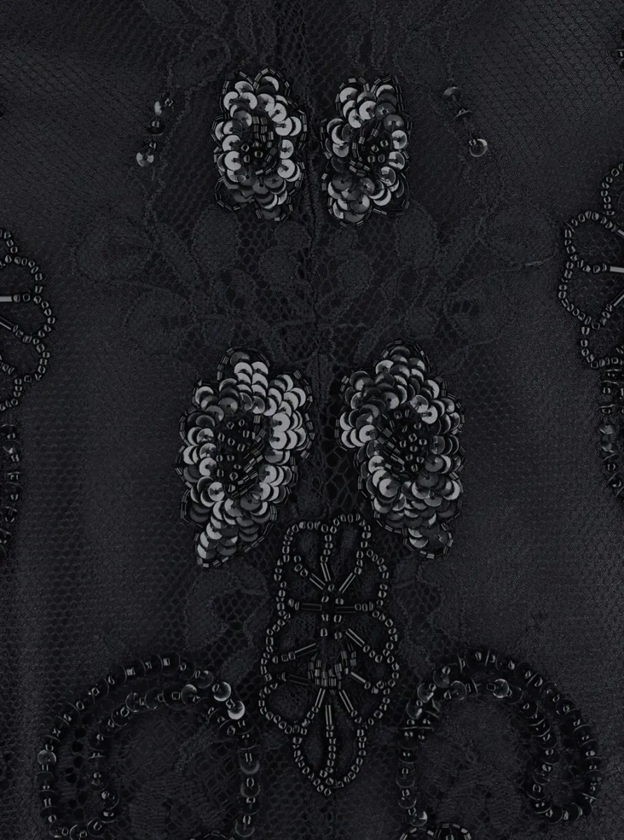 Bluza Blouse with collar and long sleeves in Tech Fabric black women - Img 3