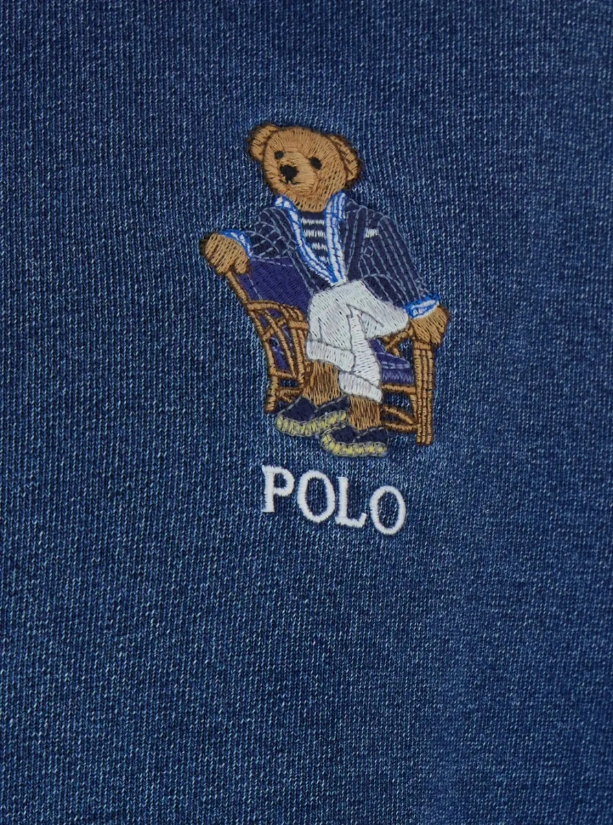 Bluza de trening Ralph Lauren albastra din bumbac cu gluga si logo aplicat - Img 3