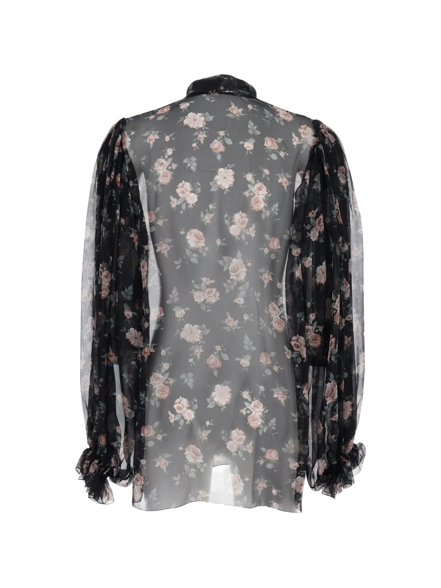 Bluza Dolce &amp; Gabbana neagra din chiffon - Img 4