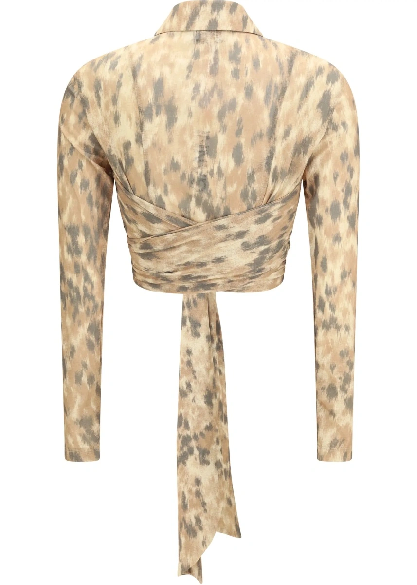 Bluza Printed marl mesh tie Blouse - Img 2