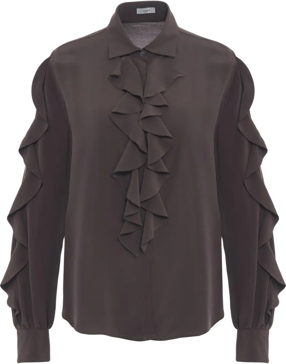 Bluza Silk blouse with ruffle details - Img 2