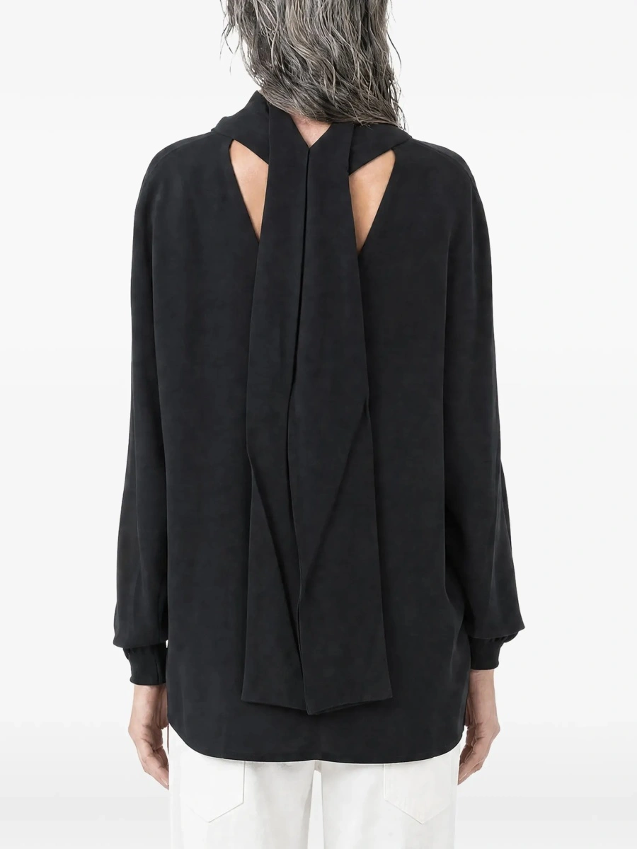 Bluza TOTÊME Black Blouse with Cowl Neck in Viscose Blend for Women - Img 5