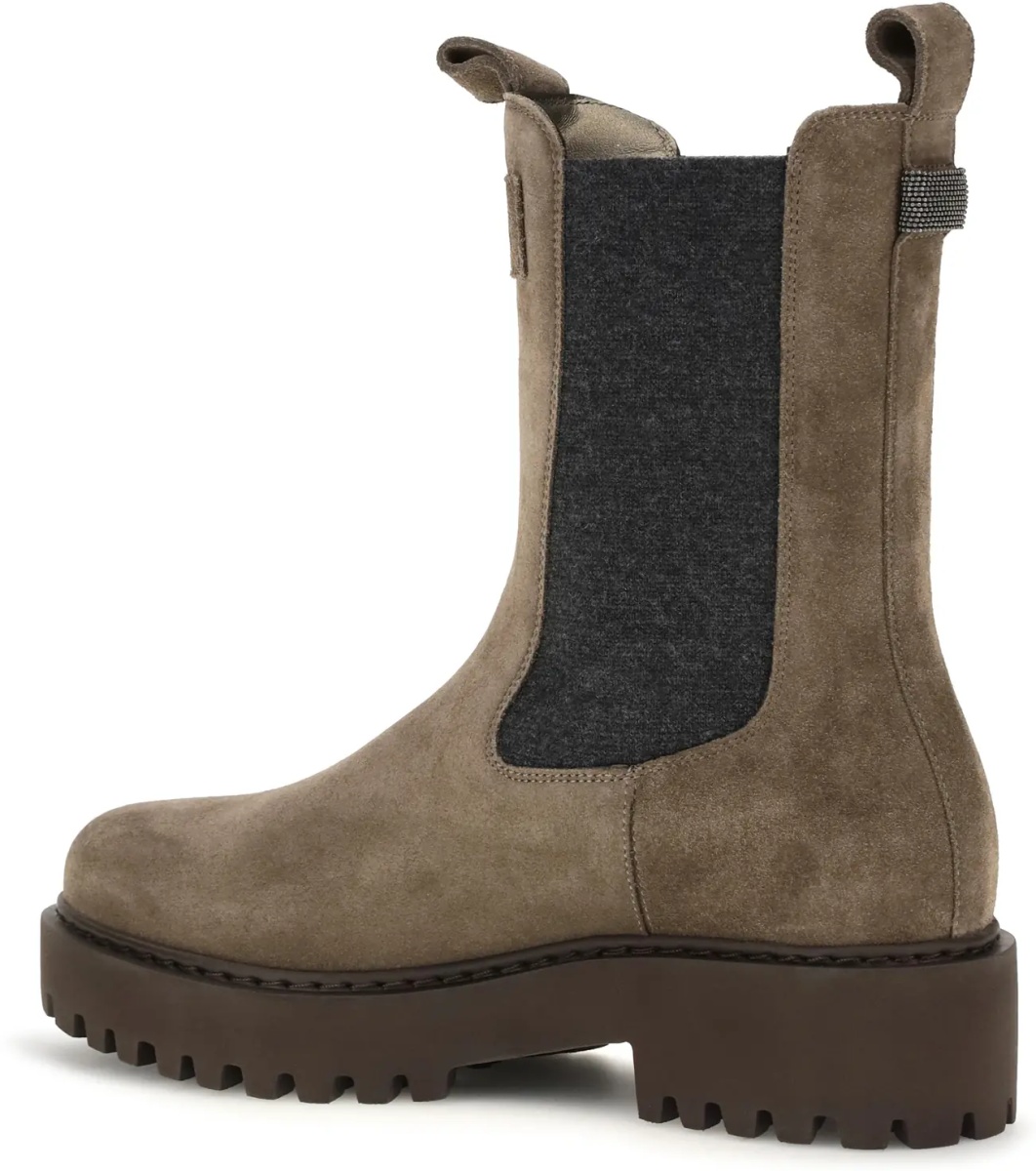 Bocanci Suede ankle Boots with knit insert and Precious Loop detail - Img 3