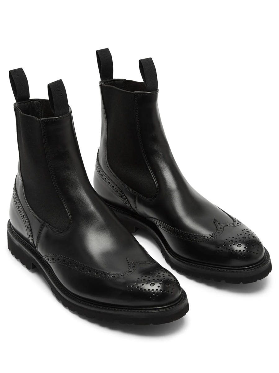 Bocanci TRICKER'S negri din piele si material textil - Img 3