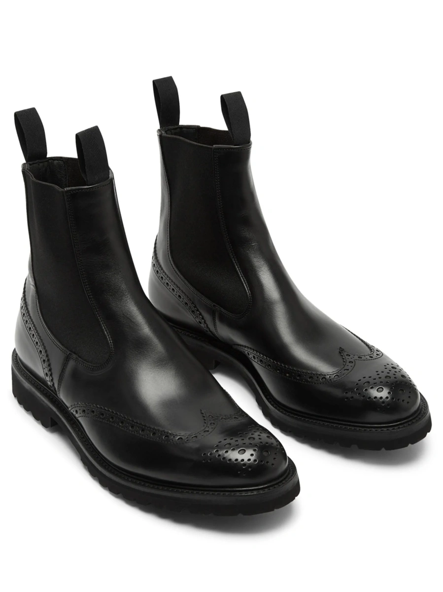 Bocanci TRICKER'S negri din piele si material textil - Img 3