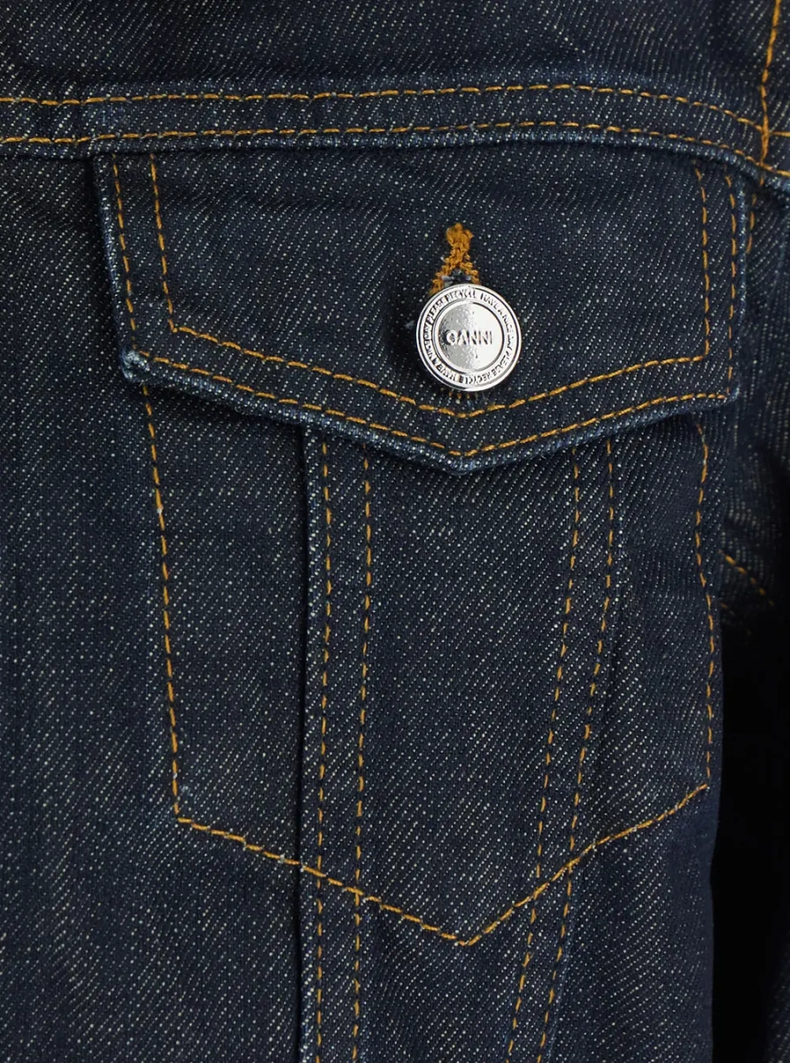Bomber Blue Denim Cropped Bomber Jacket for Women - Img 3