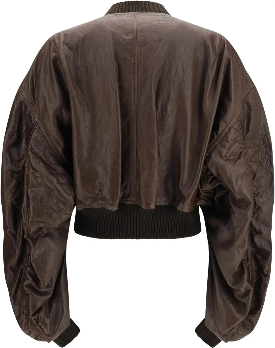 Bomber Cropped leather Bomber Jacket - Img 4