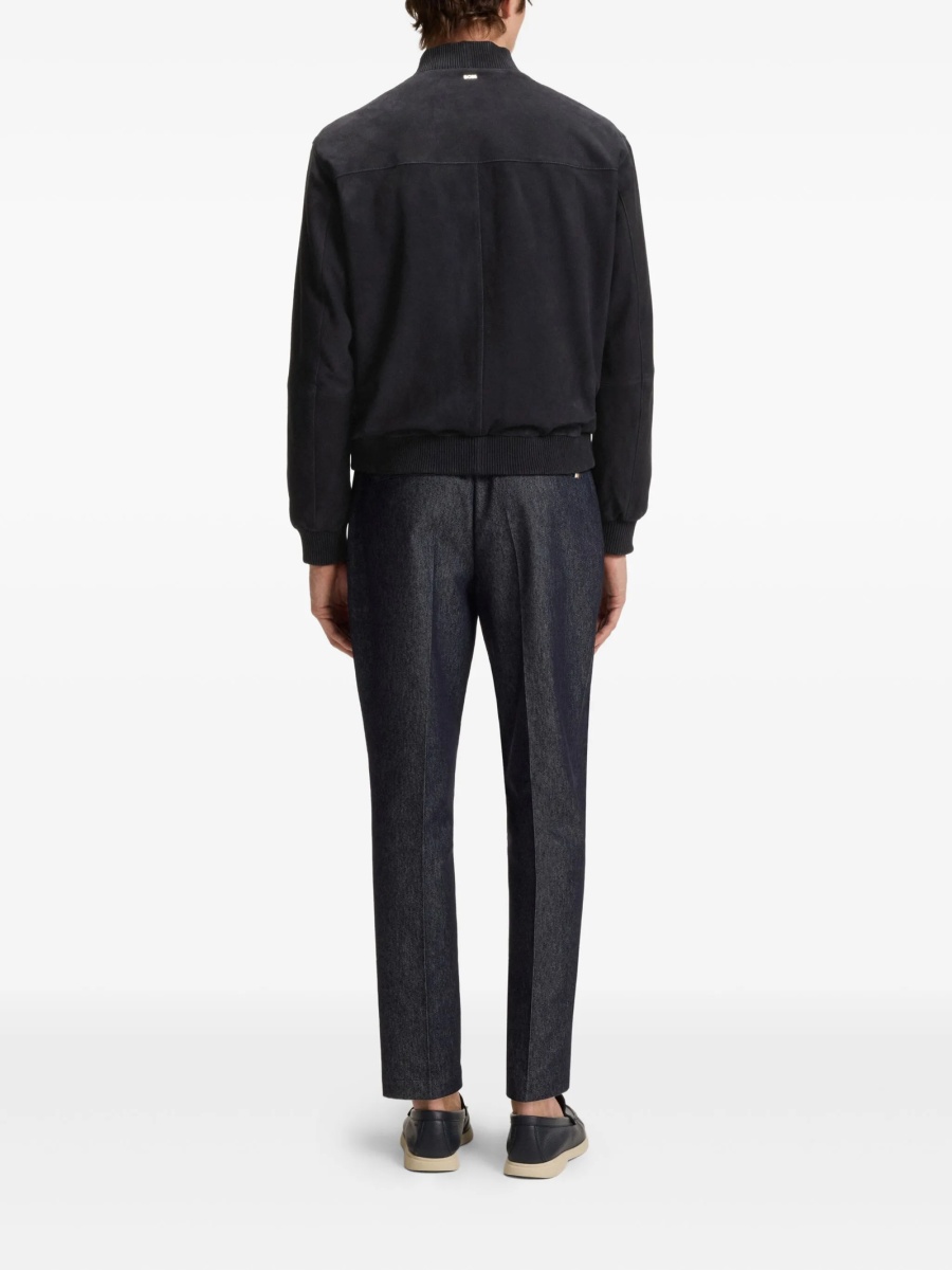 Bomber jacket Hugo Boss albastra din piele - Img 3