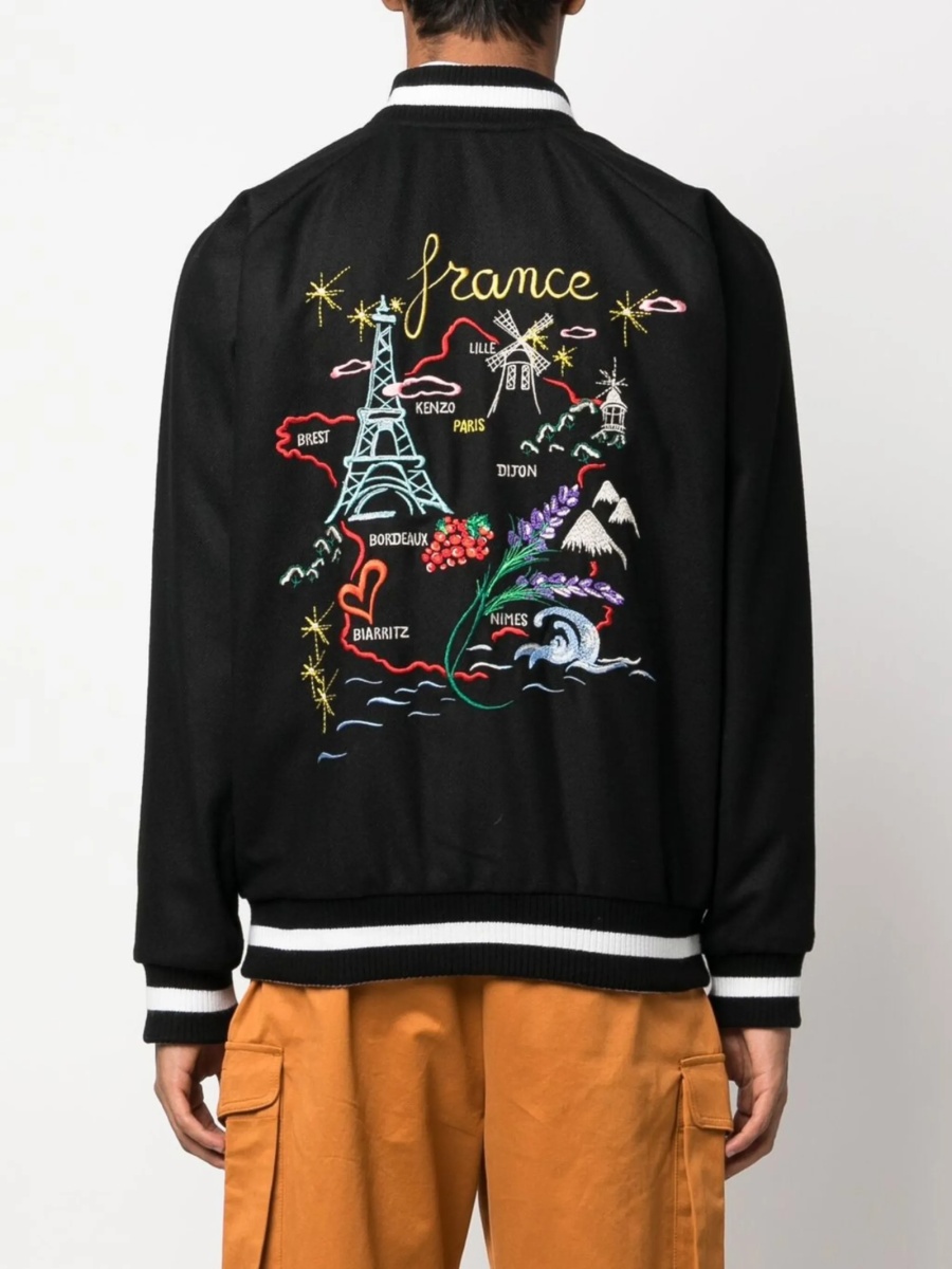 Bomber jacket Kenzo neagra din raion si polyester - Img 4