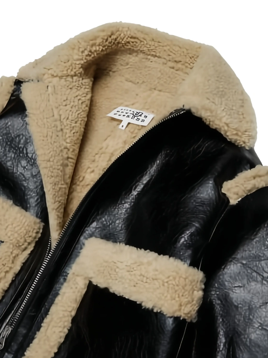 Bomber jacket MM6 Maison Margiela neagra din piele eco - Img 3