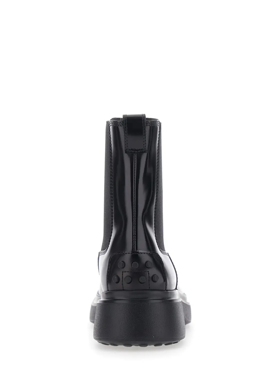 Botine Black Ankle Boots with Elastic Inserts on the Side in Leather Blend for Women - Img 4