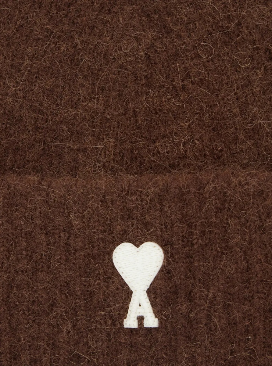 Caciula Beanie with AMI de Coeur logo and brown Tech Fabric unisex - Img 3