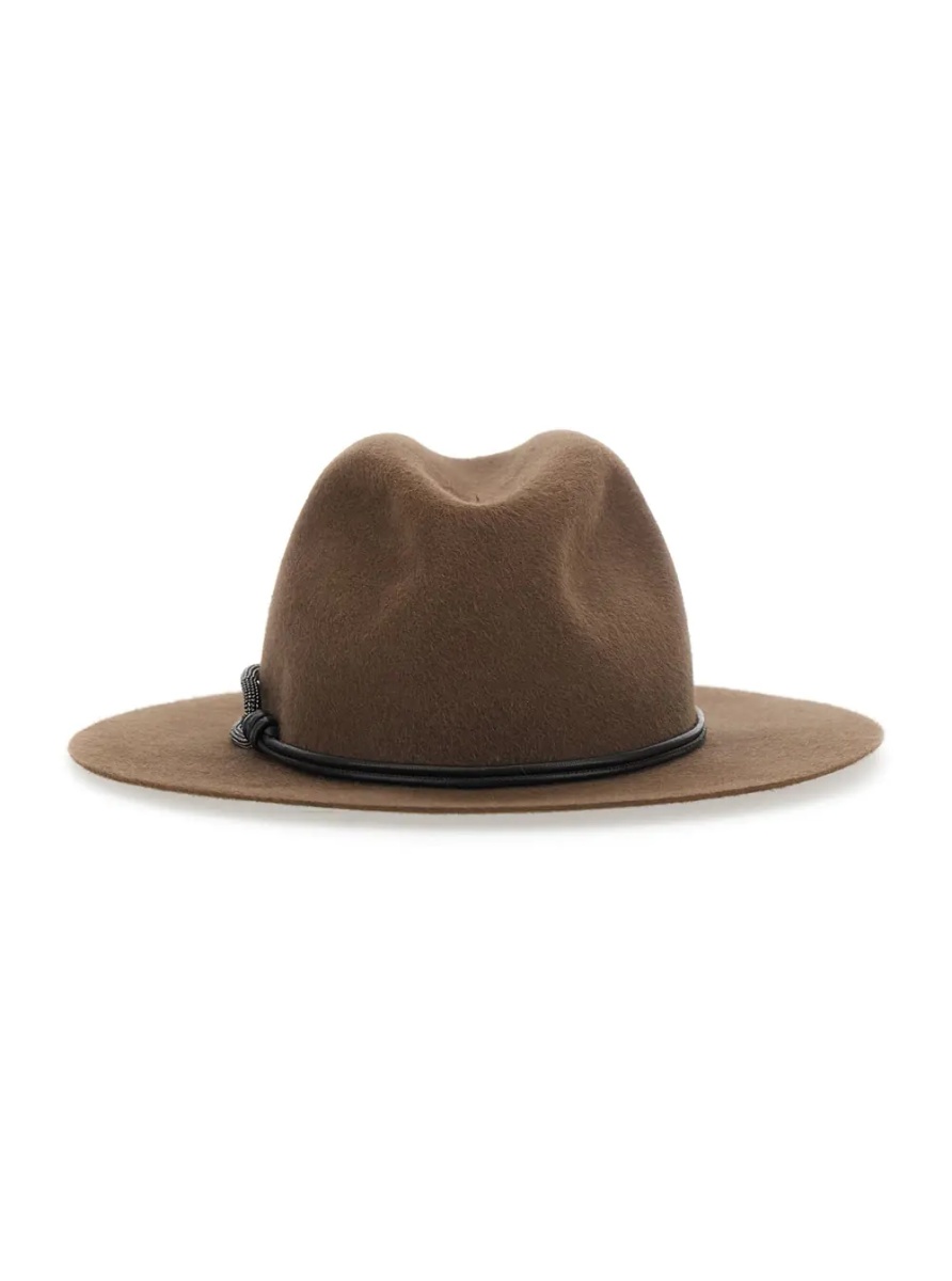 Caciula brown Hat with applied Monile band in felt for women - Img 2