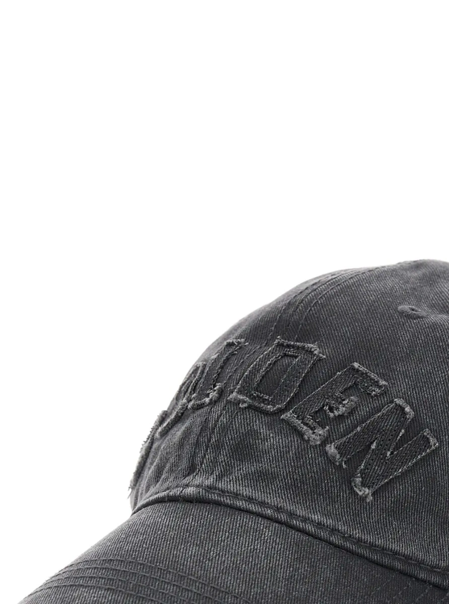 Caciula Hat JOURNEY with golden patch and gray cotton unisex - Img 3