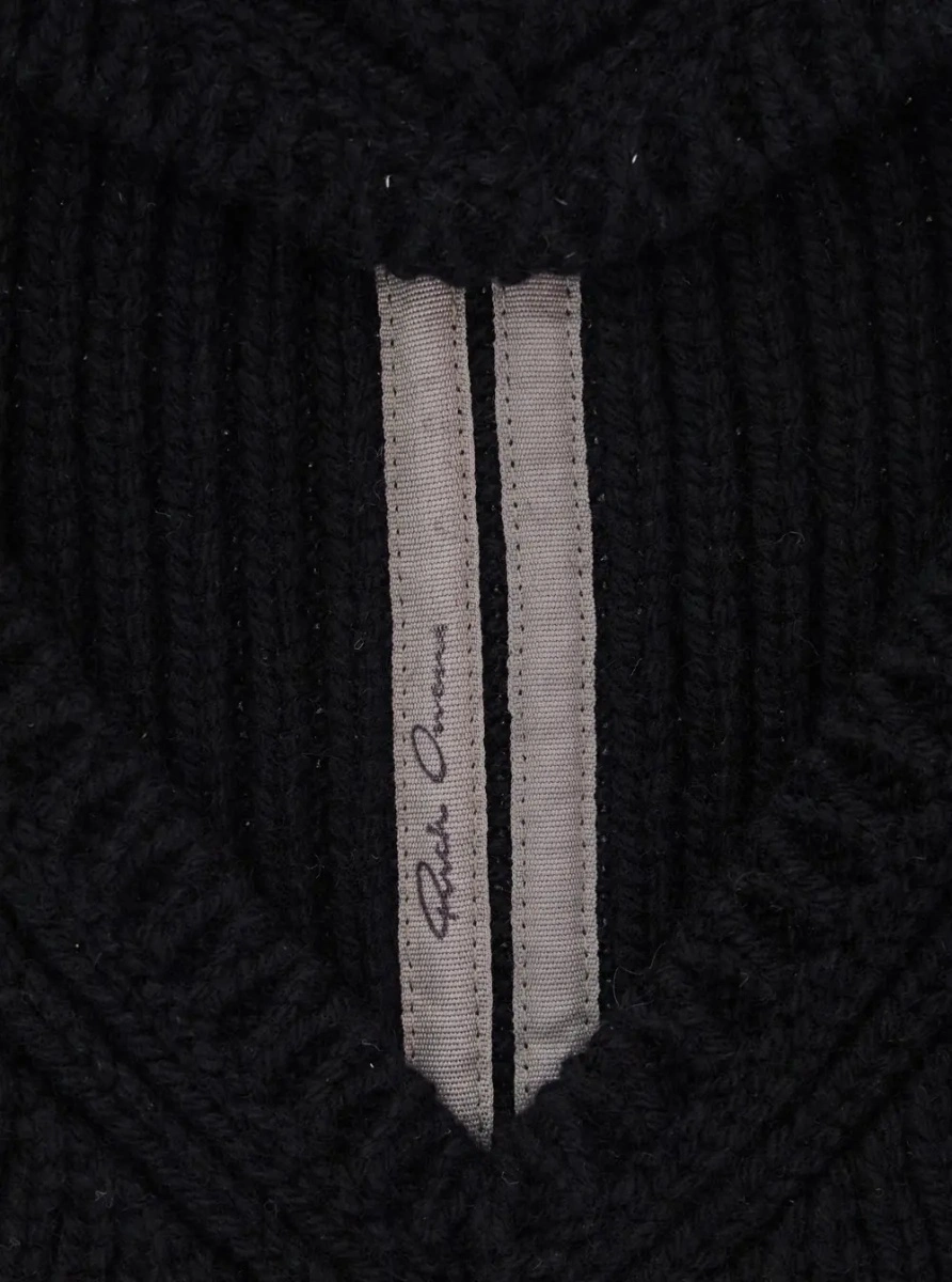 Caciula Rick Owens neagra din casmir si lana - Img 3