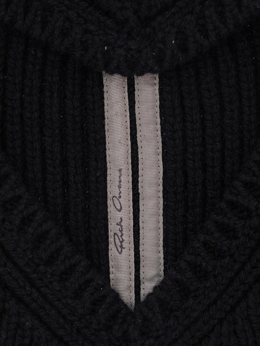 Caciula Rick Owens neagra din casmir si lana - Img 5