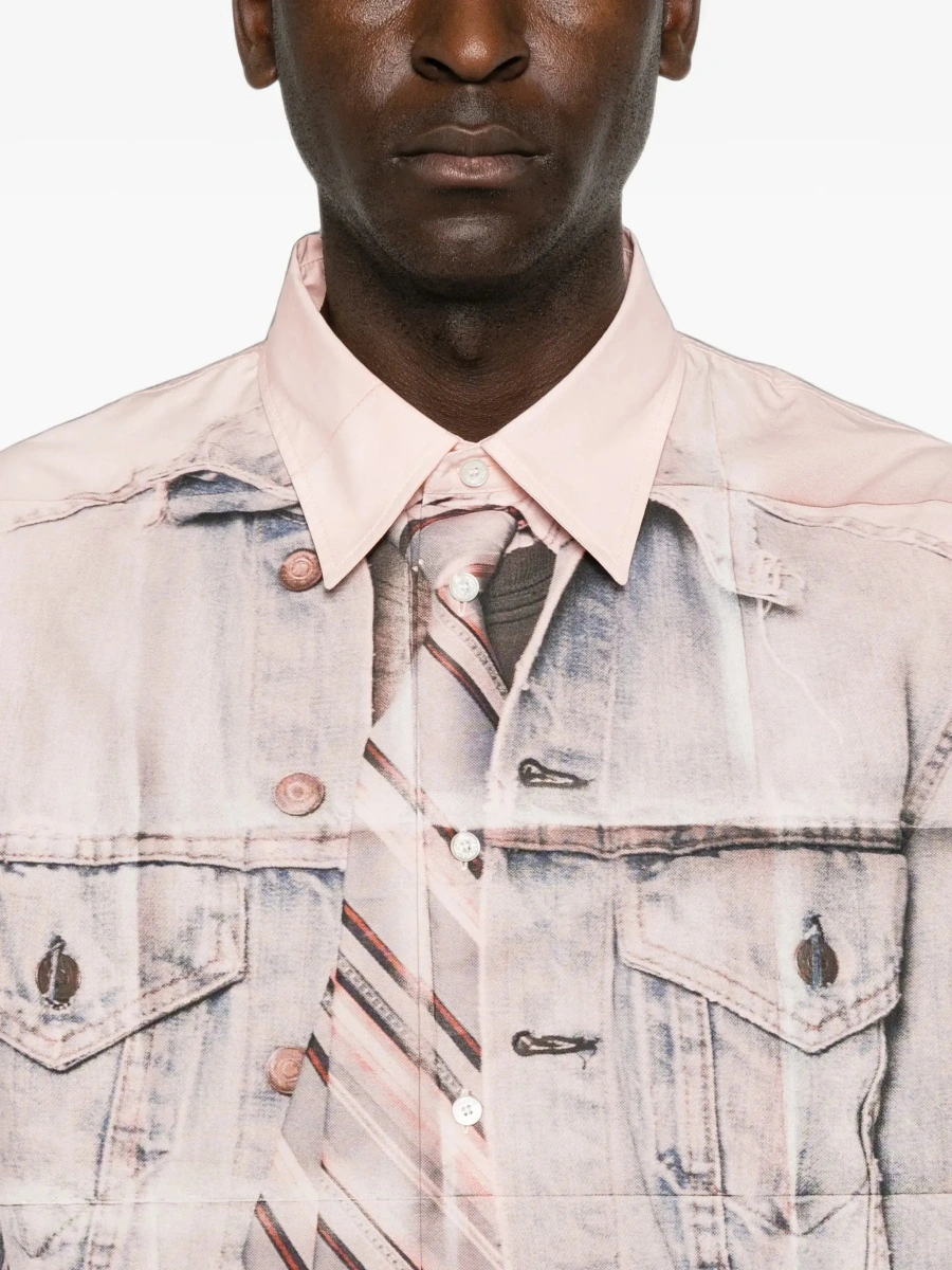 Camasa Acne Studios roz din bumbac - Img 7