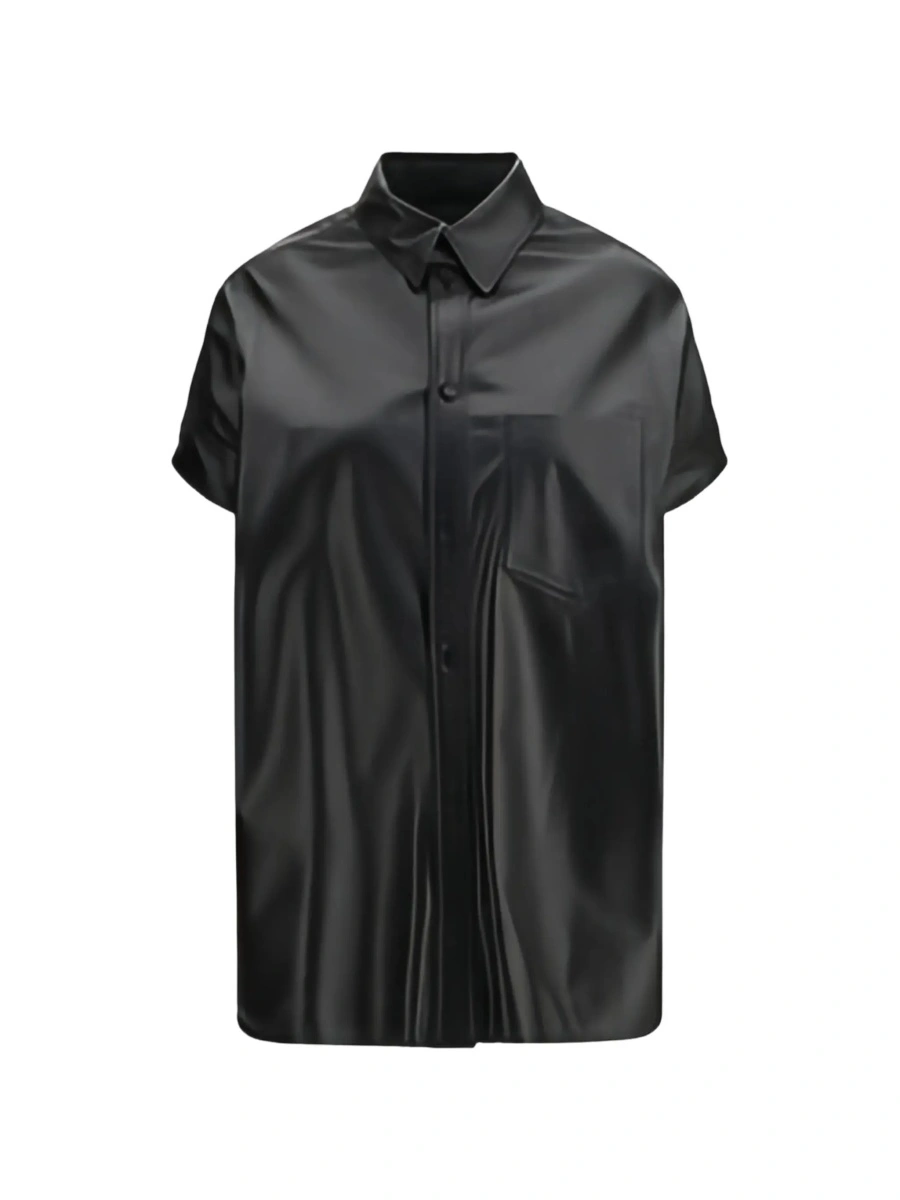 Camasa Balenciaga neagra din piele - Img 6