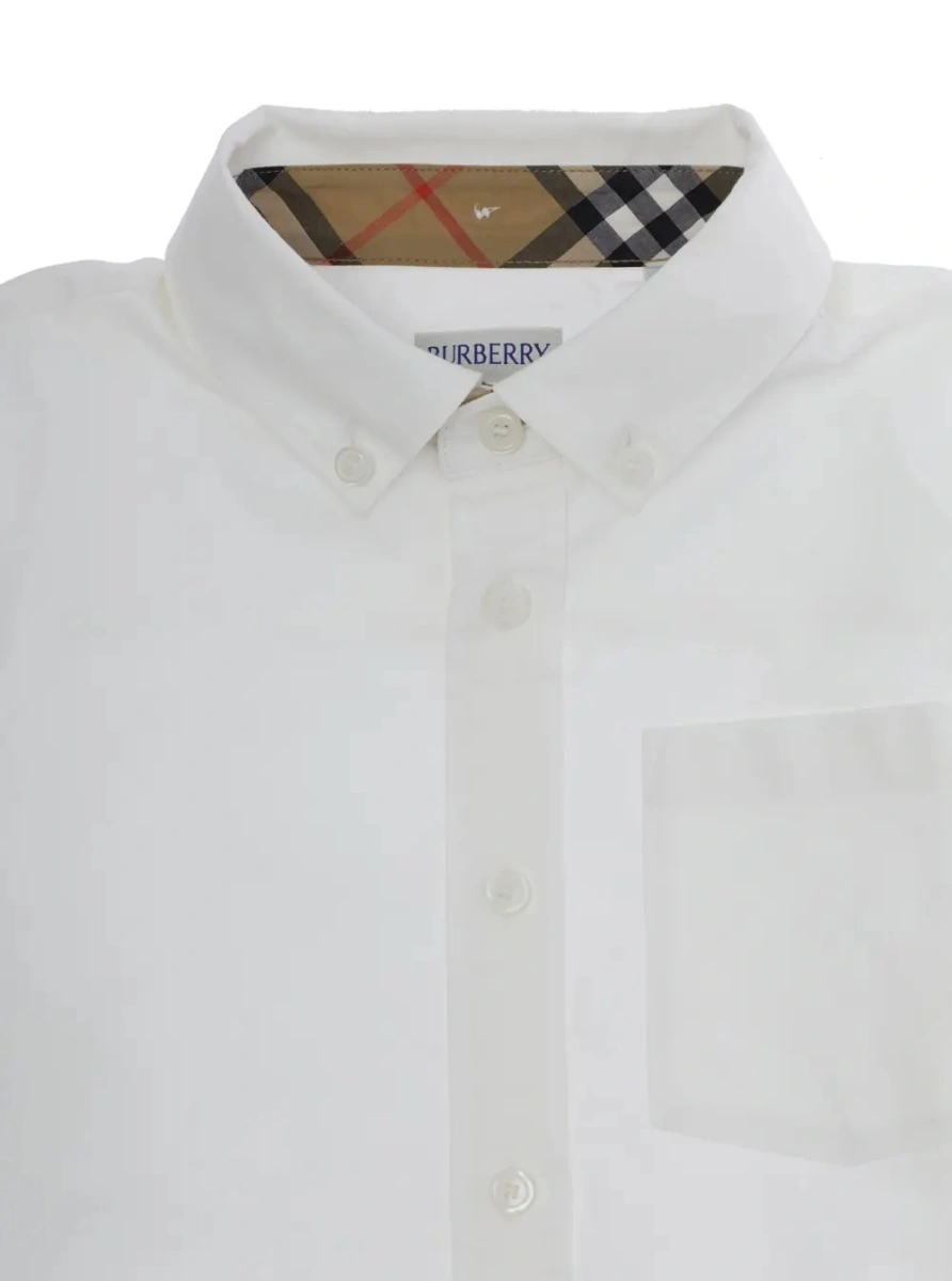 Camasa Burberry Kids alba din bumbac - Img 3