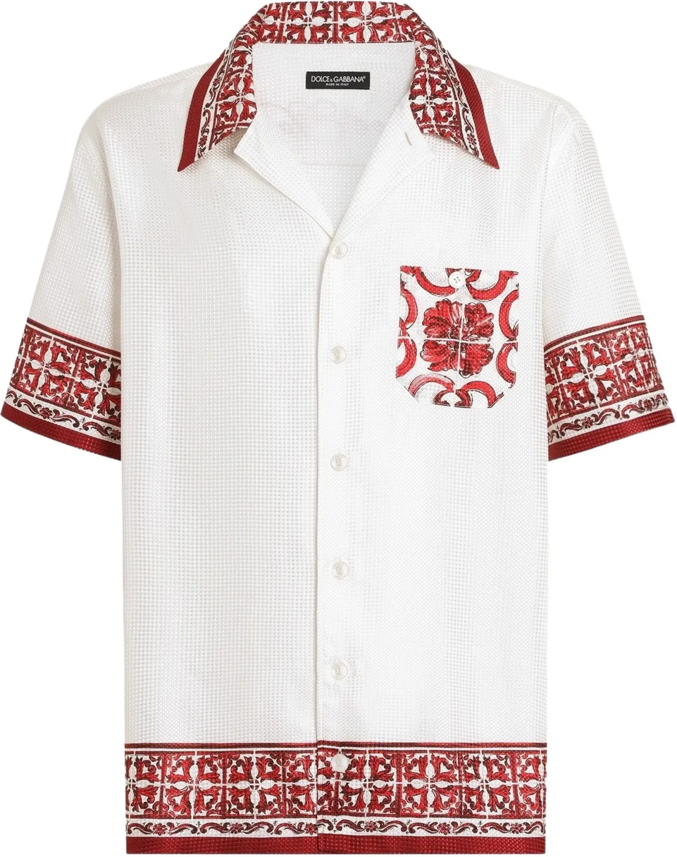 Camasa casual Hawaii Shirt in jacquard twill with majolica print - Img 7