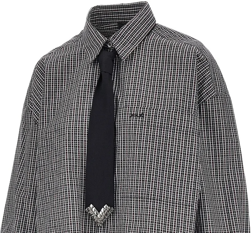 Camasa Check cropped shirt with necktie - Img 2