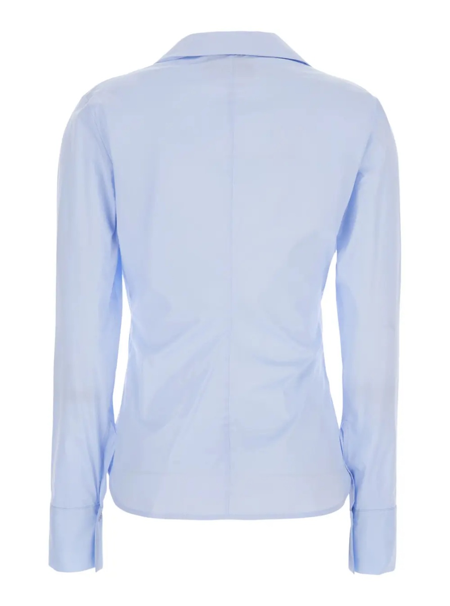 Camasa Light blue Shirt with V-neck in Cotton for woman - Img 2