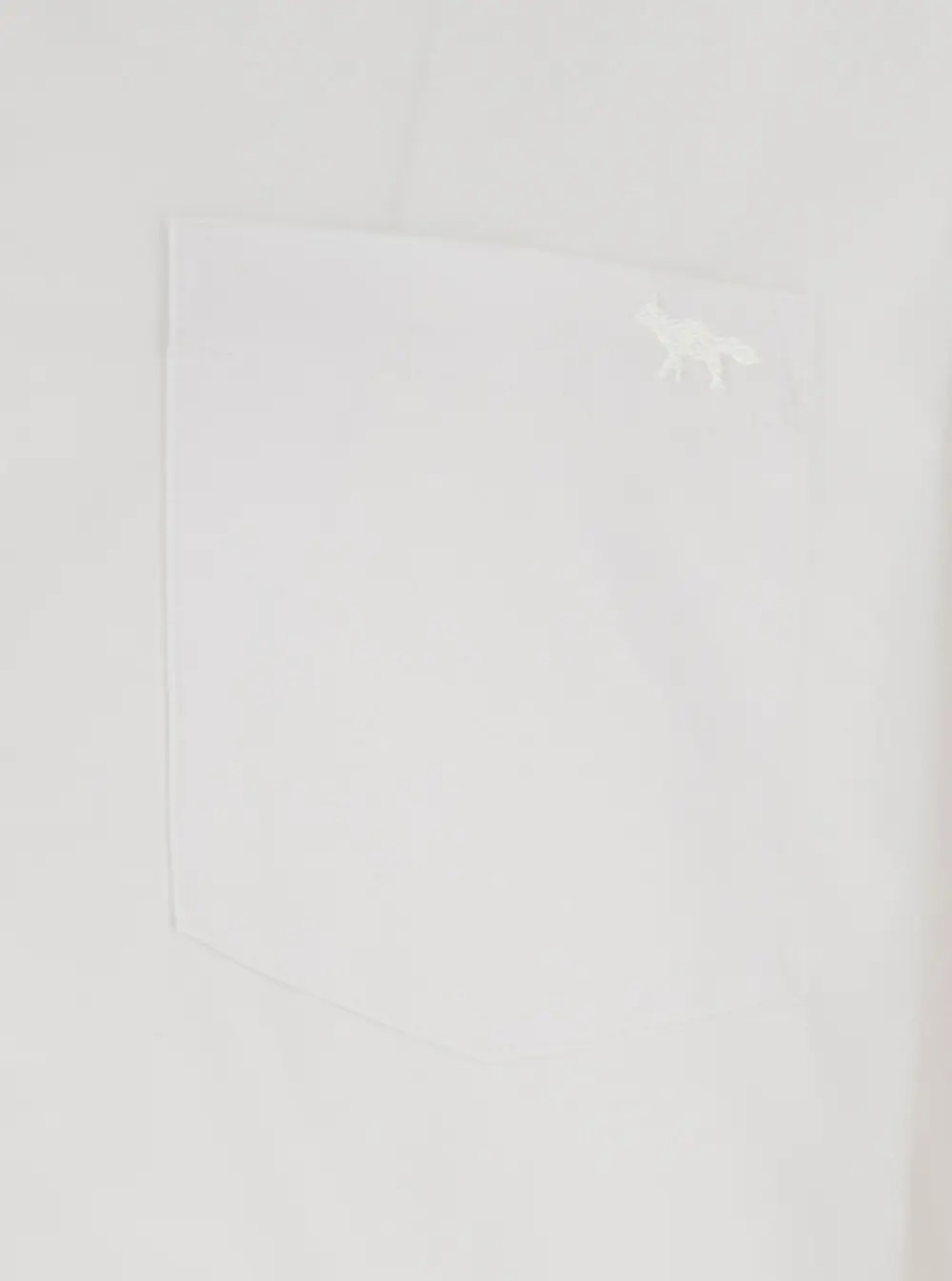 Camasa MAISON KITSUNÉ Shirt 'PROFILE FOX REGULAR SHIRT' with Classic Collar and Long Sleeves in White Cotton for Men - Img 3