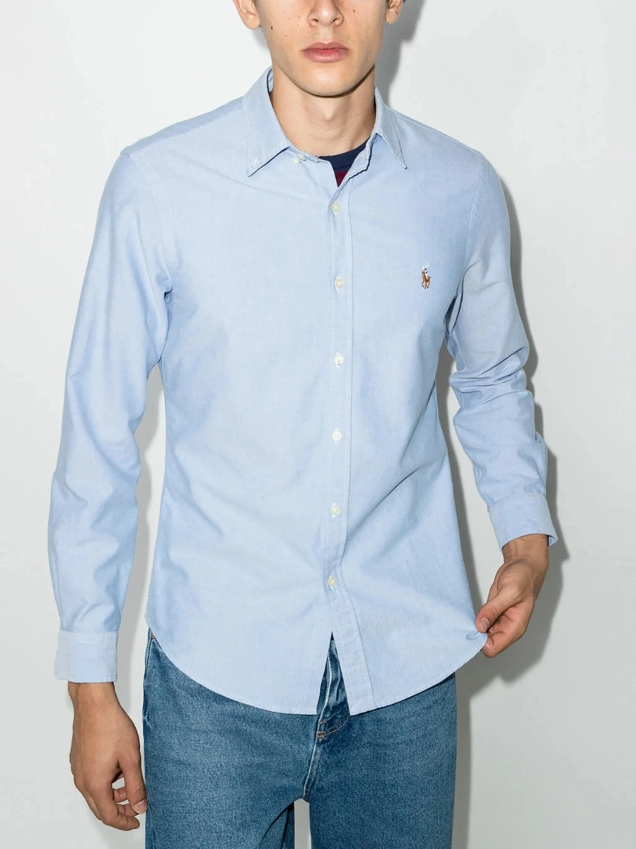 Camasa Ralph Lauren albastra din bumbac 'Slim Fit Oxford' - Img 4