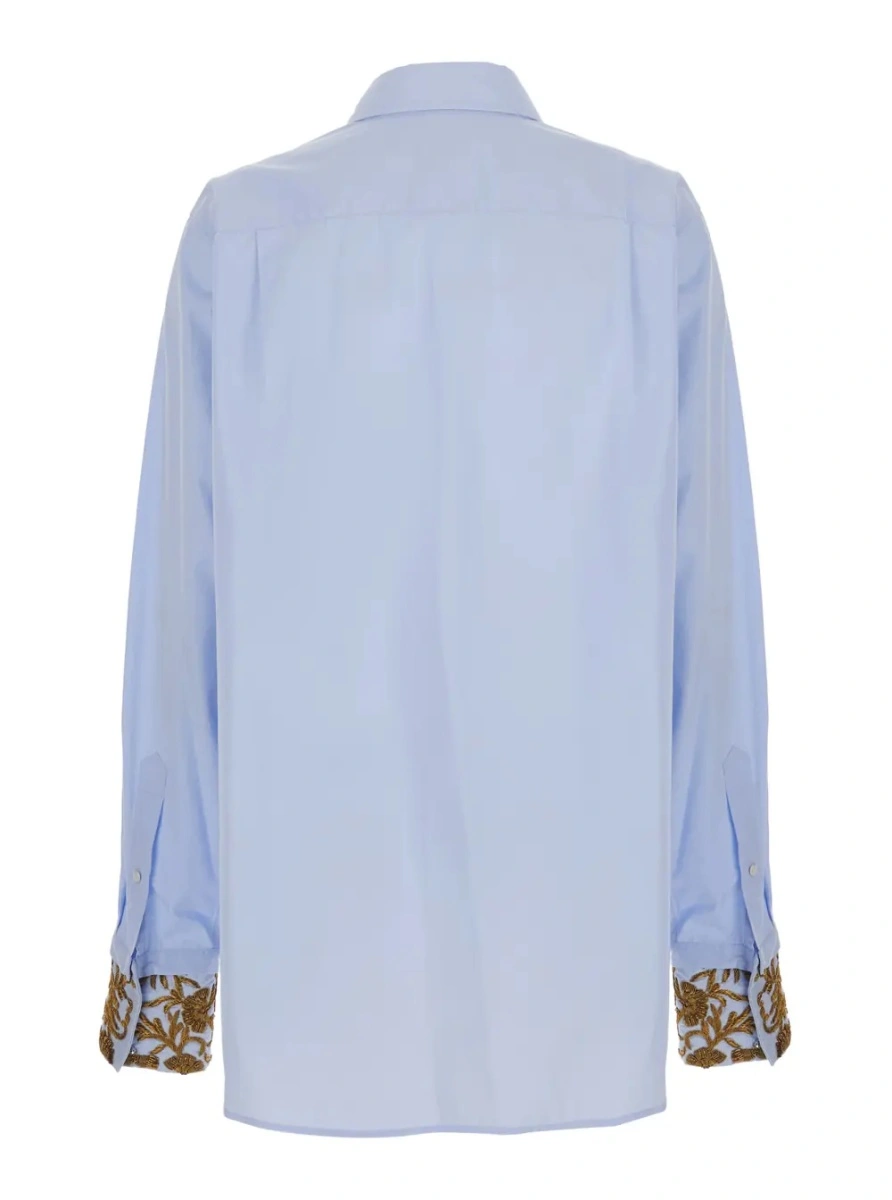 Camasa Shirt CHEERS with long sleeves and V-neck in Tech Fabric Blue Woman - Img 2