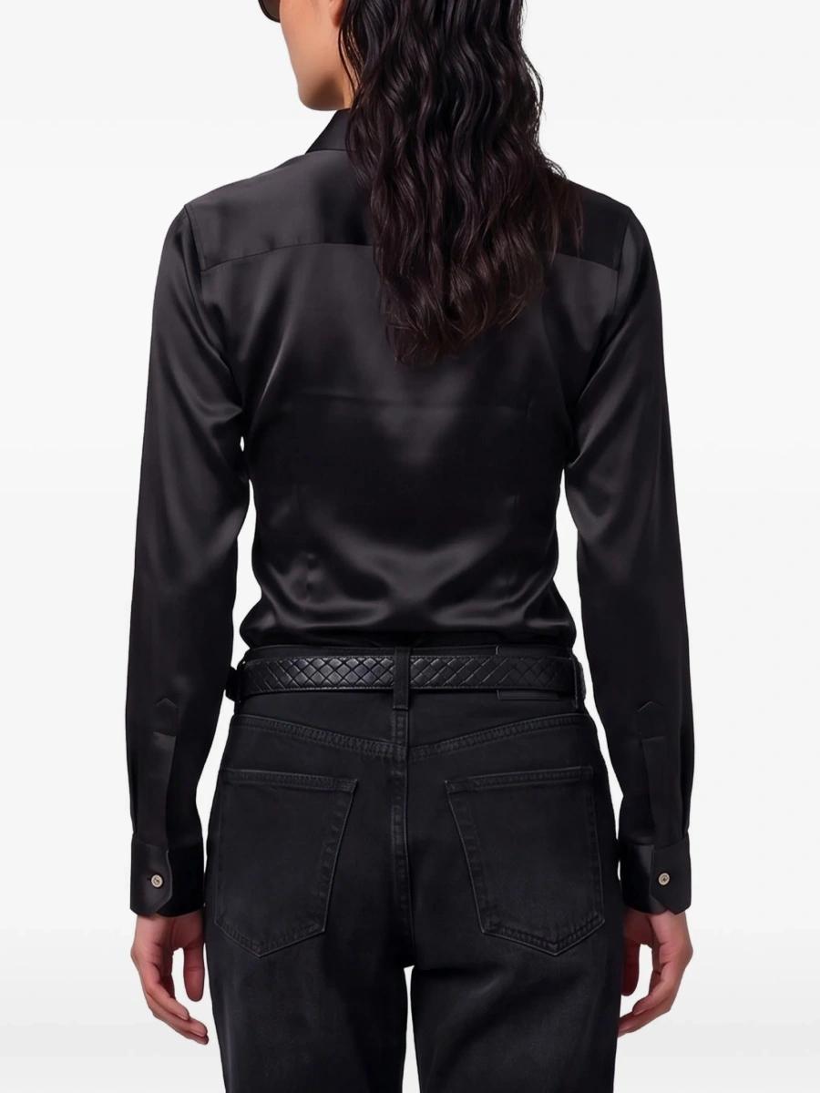 Camasa SUTTON NEW YORK neagra din elastan si matase - Img 3