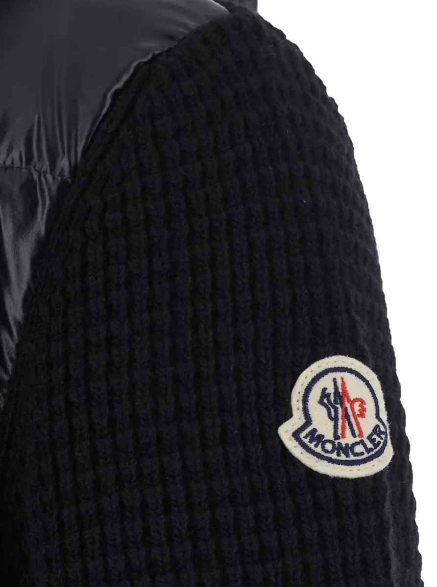 Cardigan black Cardigan with zip and logo patch on the sleeve in tech fabric and wool blend men - Img 3