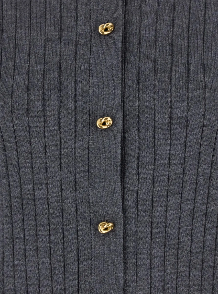 Cardigan Bottega Veneta gri din lana - Img 3