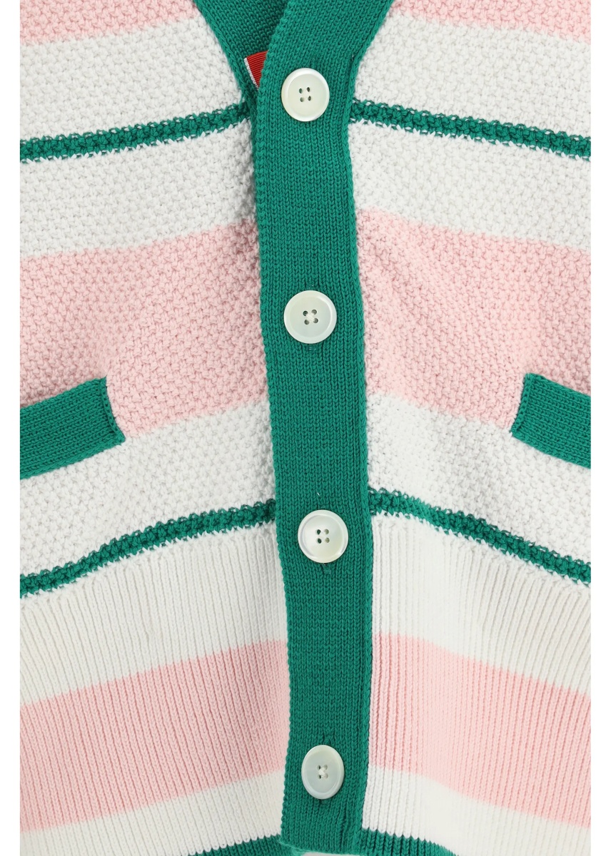 Cardigan Classic Stripe Seed Stitch V Neck Cardigan - Img 3