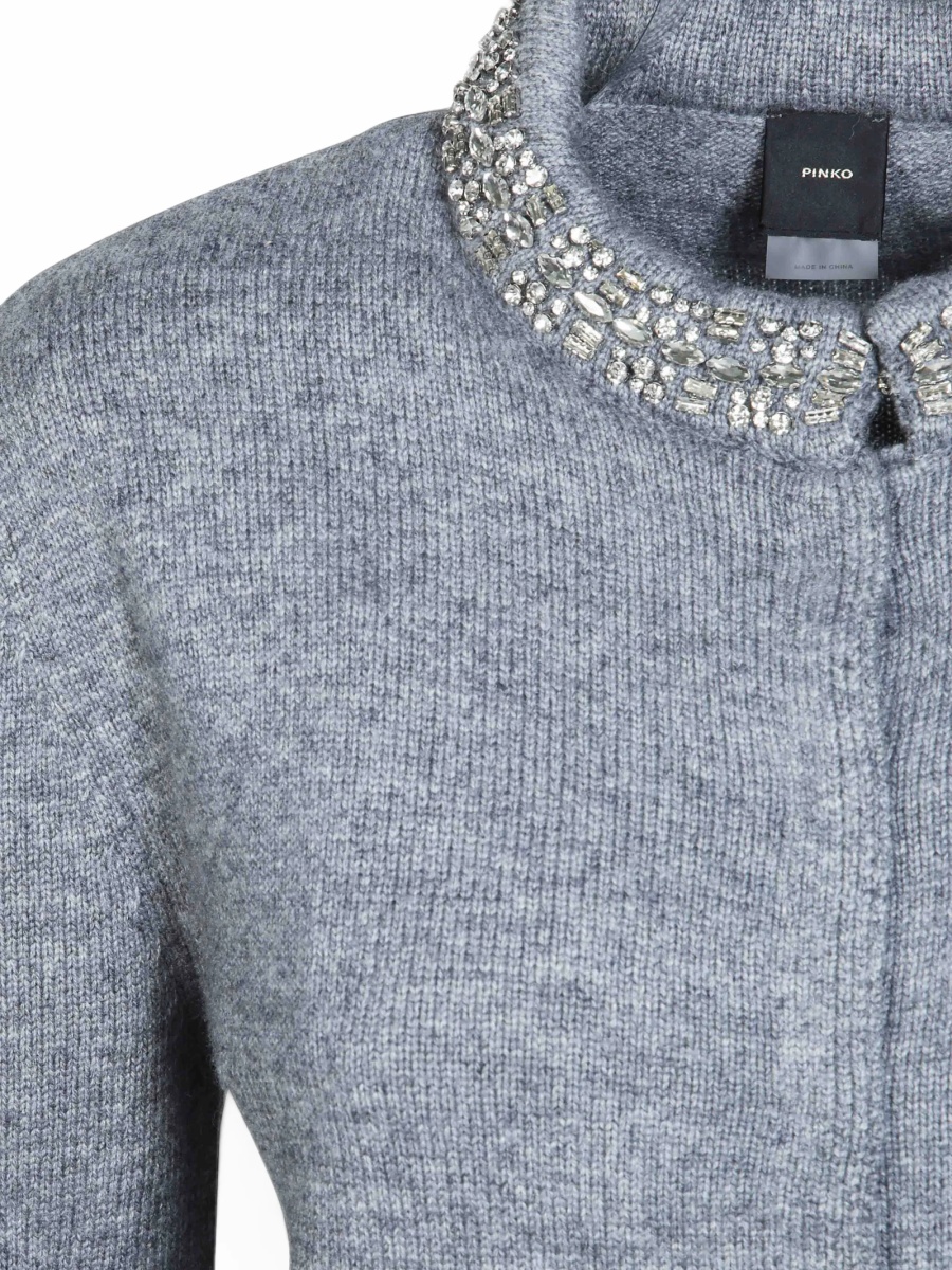 Cardigan Pinko gri din lana si casmir - Img 3