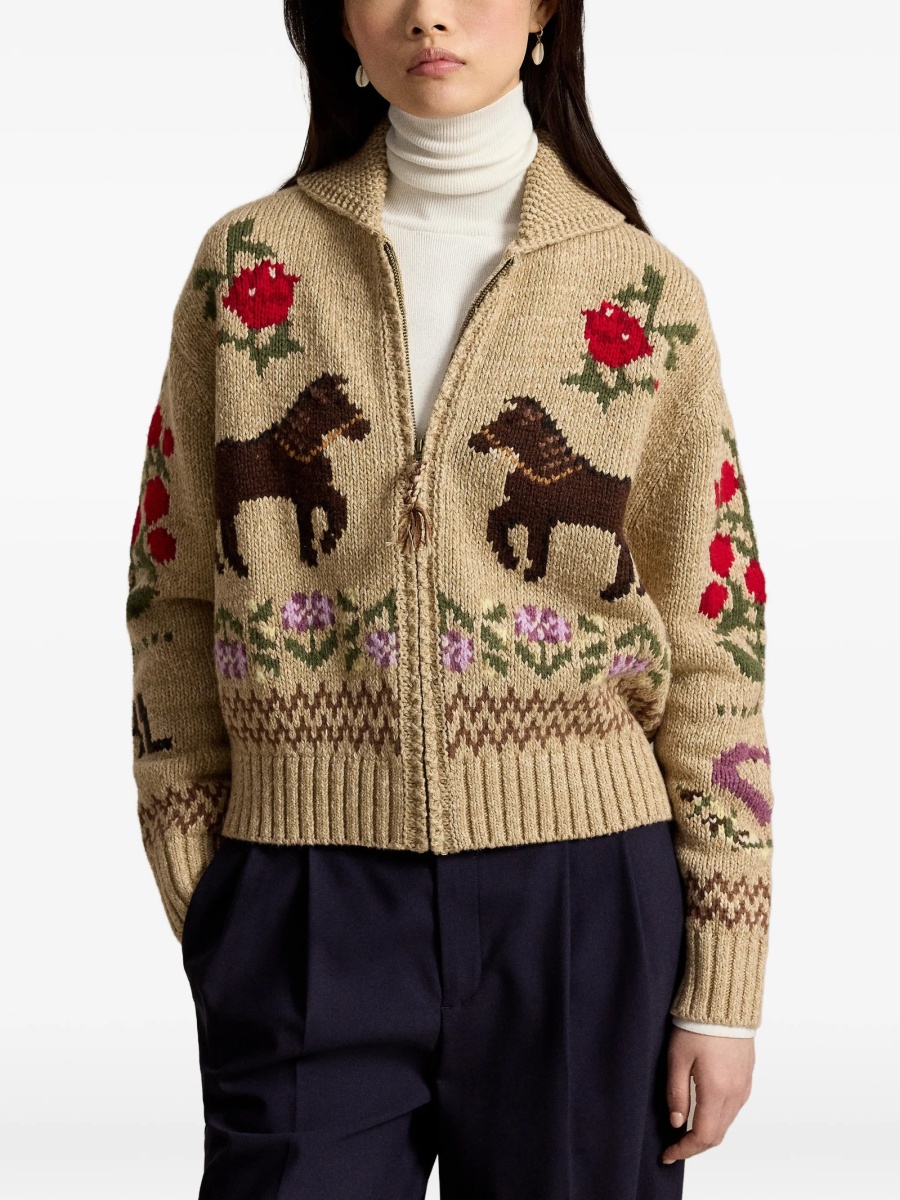 Cardigan Ralph Lauren neutru din bumbac si lana - Img 3