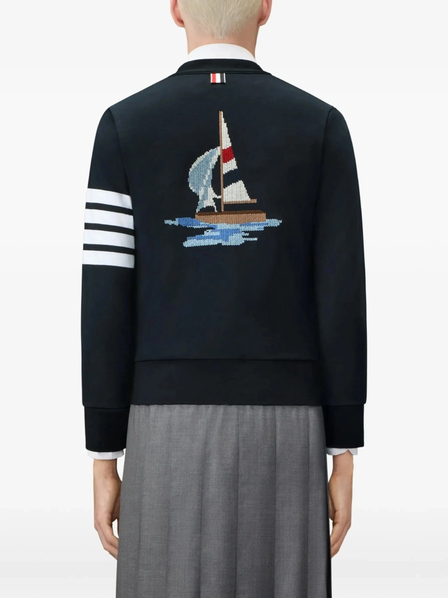 Cardigan Thom Browne albastru din bumbac - Img 6
