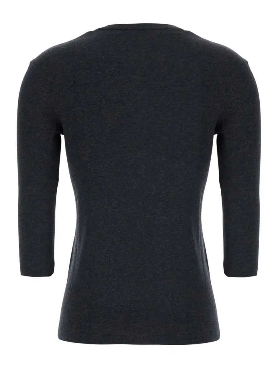 Cardigane 'ALENA' Grey Cardigan with three-quarter sleeves and round neck in wool and cashmere for women - Img 2