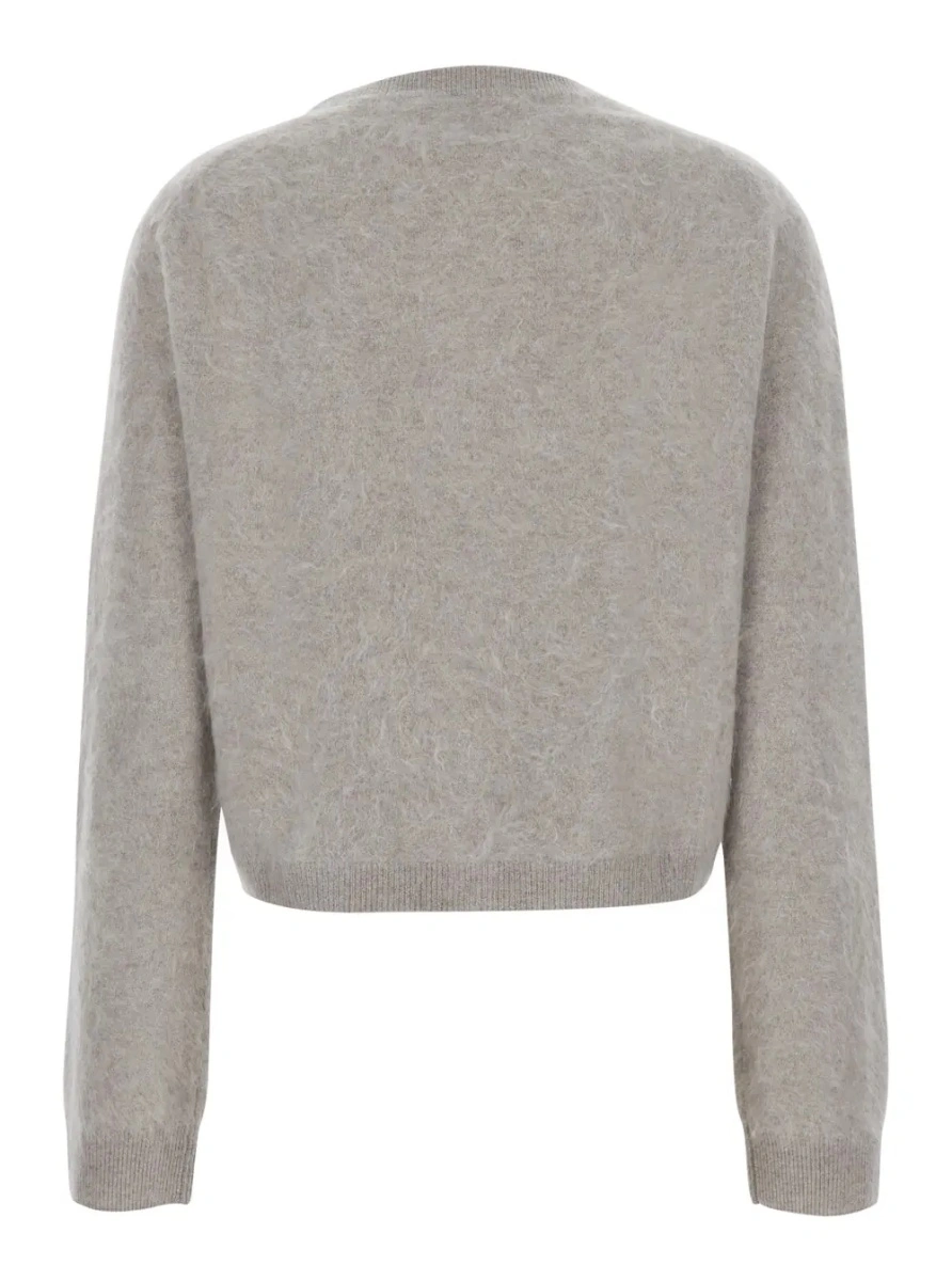 Cardigane Cardigan ARGYLE with V-neck and long sleeves in cashmere Beige women - Img 2
