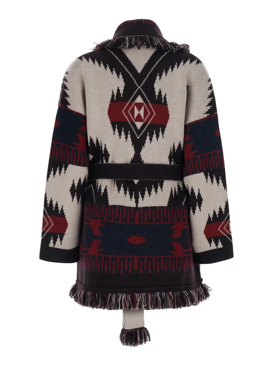 Cardigane 'Icon' Multicolor Cardigan with belt and geometric motif in cashmere for women - Img 2