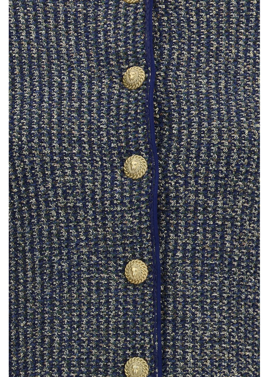 Cardigane Quilted sequin Cardigan with decorative buttons - Img 3