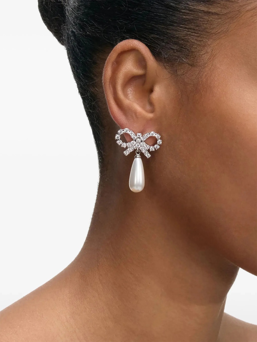 Cercei Pearl earrings with crystal bow - Img 2