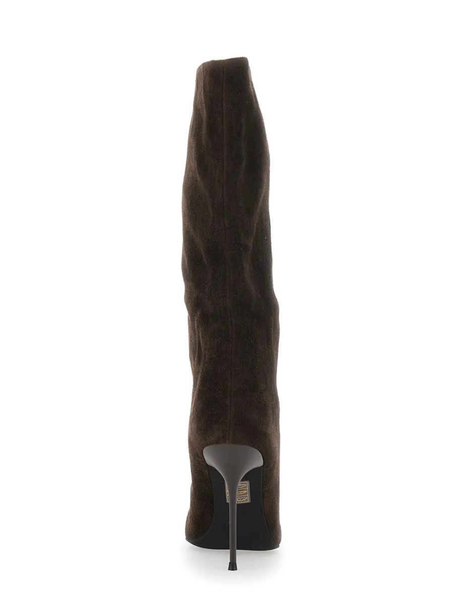 Cizme Boots GIVE IT BOOT with heel, in leather, brown, women - Img 4