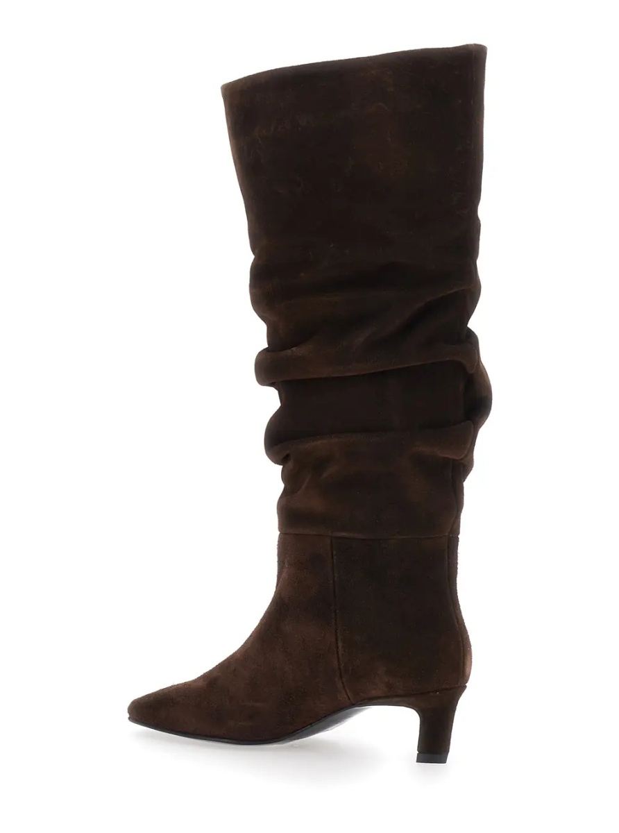 Cizme 'Kalila' Brown Knee-high Boots with Square Toe and Low Heel in Suede for Women - Img 3